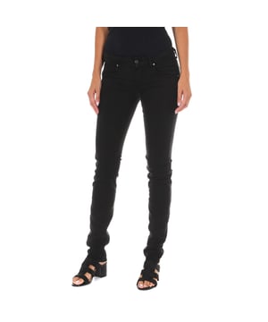 Lange jeans.
 Kleur Zwart
 Taille met riemlussen.
 Knoop- en ritssluiting. aan de voorkant.
 Twee zakken aan de voorkant.
 Twee open zakken op de achterkant, waarvan één gevoerd met pailletten.
 Smal gesneden zoom.
 Bijpassende naden.

 Samenstelling:
 - 55% Katoen - 42% Lyocell - 3% Elastaan.

 Wasvoorschriften:
 - Maximaal wassen op 40ºC.
 - Strijken op gemiddelde temperatuur. max. 110ºC.
 - Mag in de droger.
 - Gebruik geen bleekmiddel.
 - Kan niet chemisch gereinigd worden.

 Samenstelling: 55% Katoen, 42% Lyocell, 3% Elastaan
 Onderhoud:
- Maximaal wassen op 40ºC.
 - Strijken op gemiddelde temperatuur. max. 110ºC.
 - Je kunt een droger gebruiken.
 - Gebruik geen bleekmiddel.
 - Kan niet chemisch gereinigd worden.