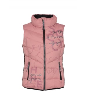 Een decoratieve logoprint siert de voorkant van het gewatteerde vest van SOCCX voor dames. Ook staat er een kleine print op de bovenrug. Het vest voelt heerlijk licht aan, heeft contrasterende strepen aan de zijkanten en een elastische boord. Ook is het voorzien van praktische zakken met rits. Zeer aangenaam om te dragen, comfortabel en sportief gesneden tegelijk. Kan met veel kledingstukken worden gecombineerd.