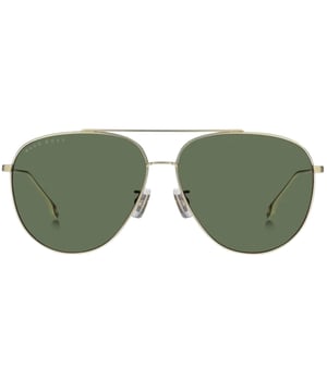 The Hugo Boss 1296/F/S AOZ QT Gold Sunglasses offer stylish protection from harmful UVA and UVB sunlight. These sunglasses conform to British Standard EN 1836:2005 and come with a branded case and cleaning cloth. Enjoy looking your best while keeping your eyes safe with these Hugo Boss sunglasses. Hugo Boss Gold Sunglass, Lens Width = 63mm, Nose Bridge Width = 13mm, Arm Length = 145mm Branded Sunglasses Case and Cleaning Cloth Included 100% Protection Against UVA &amp; UVB Sunlight and Conform to British Standard EN 1836:2005 Hugo Boss 1296/F/S AOZ QT Gold Sunglasses
