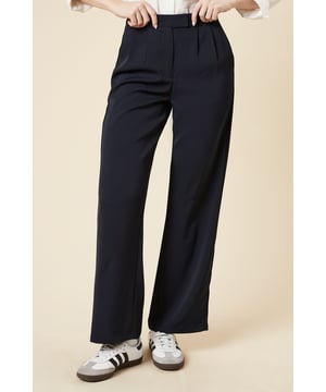 Straight leg design for a classic, versatile silhouette
        High-waisted fit with belt loops for a flattering shape
        Front pleats add a touch of sophistication
        Side pockets for practicality and style
        Woven fabric with slight stretch for comfort
    
    These Dorothy Perkins straight leg trousers are a wardrobe essential, perfect for the woman who values both style and comfort. The high-waisted design creates a sleek silhouette, while the straight leg cut offers a timeless look that can be dressed up or down. Pair with a crisp white shirt and trainers for a chic brunch outfit, or style with a flowy blouse and ballet flats for a baby shower. The versatile nature of these trousers makes them ideal for various casual occasions, from family gatherings to weekend outings. The front pleats add a refined touch, elevating the overall look without compromising on comfort. Whether you're meeting friends for coffee or running errands, these trousers will keep you looking polished and feeling confident throughout the day.