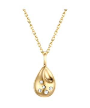 Do you love accessories in modern designs with a touch of glamour? Then you can't resist this necklace from the Glanzstücken München label! A teardrop-shaped pendant dangles from a delicate anchor chain and highlights your cleavage. Zirconia crystals scattered randomly provide stylish sparkle, well protected in rubbed frames. Made from 925 sterling silver and refined with yellow gold, the necklace is the optimal choice for all jewelry lovers who prefer the classic gold nuance. A practical spring ring clasp and an extension chain ensure excellent wearing comfort.