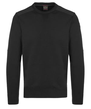 50% scheerwol, 50% acetaat; Paul & Shark-trui;  Model: C0P1026 011;  Hoogwaardige afwerking;  Geribbelde ronde hals;  geribde manchetten en zoom;  Gladde plekken op schouders en ellebogen;  Paul & Shark-logodetails