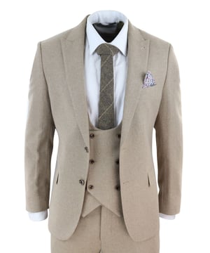Elegant and Timeless Design: The men's tweed 3-piece suit in a tan oak color exudes a classic and sophisticated look, perfect for weddings and other formal occasions. The double-breasted waistcoat adds an extra touch of refinement. Tailored Fit for a Flattering Silhouette: This suit is designed with a tailored fit, ensuring it accentuates your body shape and provides a sharp and polished appearance. The precision tailoring guarantees a comfortable and stylish fit throughout the day. High-Quality Tweed Fabric: Crafted from premium tweed fabric, this suit offers exceptional durability and a luxurious feel. The tweed material is renowned for its breathability and resilience, making it ideal for both indoor and outdoor events. Versatile Styling Options: The tan oak color of this suit allows for versatile styling options. It can be paired with a variety of shirt and tie combinations to achieve different looks, whether you prefer a traditional or more contemporary style. Material : 65% Polyester, 35% Viscose