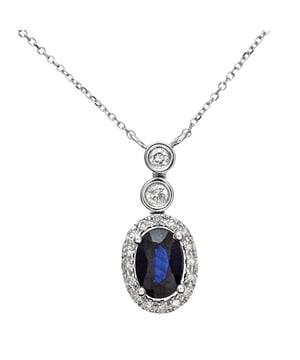 Oro blanco de 9 quilates (375): 1,8 g; # Diamante: 0,09 ct; # Zafiro: 0,55 ct