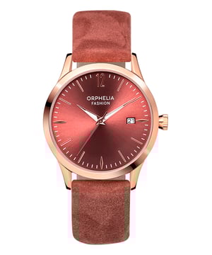 Deze Orphelia Fashion Suede analoge dameshorloge is het perfecte tijdpiece om te dragen of om cadeau te geven. De roségouden ronde kast van 36 mm in combinatie met de comfortabele roze leren horlogeband zorgt ervoor dat je ten volle van dit prachtige horloge kunt genieten zonder enige concessies. Aangedreven door een hoogwaardige quartzbeweging en waterbestendig tot 3 bar, blijft je horloge tikken. UNIEKE UITSTRALING: Het Orphelia Fashion Suede horloge met een Japanse quartzbeweging heeft een datumsdisplays, luminescente wijzers en een uiterst comfortabele verwisselbare suède leren band. De combinatie van de dunne kast met de eenvoudige maar moderne band geeft je een fashionable uitstraling. PREMIUM KWALITEIT: Door het gebruik van hoogwaardige materialen, Glas: mineraalglas, Kastmateriaal: legering, Bandmateriaal: suède origineel leer - Deze band is verwisselbaar en eenvoudig aan/uit te klikken, zodat je je Orphelia Fashion horloge zelf kunt personaliseren met compatibele banden. COMPACTE AFMETINGEN: Kast diameter: 36 mm, Hoogte: 7 mm, Band - Lengte: 20 cm, Breedte: 17 mm. Vanwege deze praktische handzame maat is het horloge absoluut geschikt voor dagelijks gebruik - Waterbestendig: 3 bar en Gewicht: 31 g.