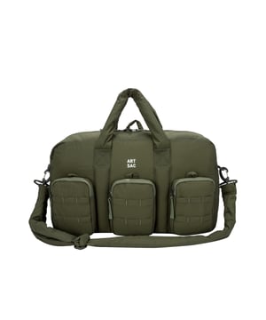 The ultimate carry companion, perfect for every day wear. Featuring a full-length zip top opening and 3 large side pockets, the Harring Padded Triple Holdall is spacious enough for any short or long trip away. Features a detatchable padded shoulder strap. Features: , Padded lightweight nylon, Water resistant, 15 inch padded laptop sleeve - Fits Apple MacBook Pro 16 inch, Grab handle carry straps, Removable padded shoulder strap allowing crossbody styling, Zip top opening to main compartment, ARTSAC screen printed logo, Triple front zip pocket with loops, Internal zip pocket, 2 Internal mobile phone slip pockets - Fits normal and plus size smart phones, 3 Internal pen slip pockets, External rear zip pocket Style Ref: 52010 KHAKI