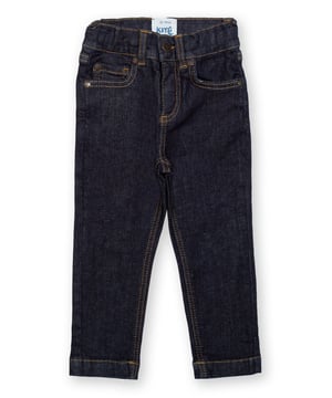 91% organic cotton 7% polyester 2% elastane | Made from OEKO-TEX approved fabric | Navy blue | Denim | Apple enzyme washed for a soft hand feel | Slim fit | Button and zip fastening | Side and back pockets | Adjustable elasticated waistband with button fastening | Gold Kite embroidered logo on rear patch pocket | Due to the nature of this fabric, colour may transfer to other garments and upholstery | Made in Turkey | Machine washable at 40 degrees, or at 30 degrees to be kinder to the planet