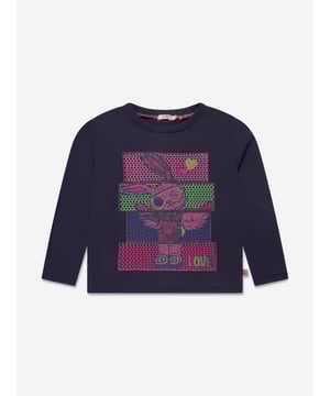Billieblush revitalise ordinary aesthetics into stylish contemporary fits. This girls navy t-shirt is reflective of the label's quirky, innovative nature. Made with a sequin bunny print on the front with pink stitching, long sleeves and ribbed trims on a straight hem.‚ Cotton ‚ Crew Neck‚ Ribbed Trims ‚ Long Sleeves ‚ Pink Stitching ‚ Sequin Bunny Print On Front ‚ Straight Hem Billieblush : Girls Height2Y: 33" / 86cm3Y: 37" / 94cm4Y: 40" / 102cm5Y: 42" / 108cm6Y: 44" / 114cm8Y: 49" / 126cm10Y: 54" / 138cm12Y: 59" / 150cm