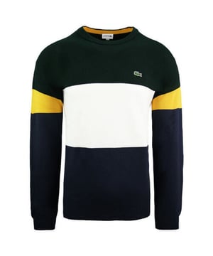 Lacoste manga larga tripulación cuello colorblock hombre jersey ah9173 ata