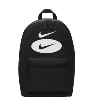 Grab your gear and hit the road in style. An accessory from the Swoosh League collection, the Nike Heritage backpack features printed Swooshes and two zippered pockets so you can neatly store your belongings while keeping them close at hand. This product is made with at least 65% recycled polyester fiber. Large main compartment for easy access to your belongings, and interior pocket to store a laptop up to 15 inches. Additional zip compartments for organized, secure and convenient storage of your keys, wallet and phone. Densely woven polyester for a secure fit. Padded back and shoulder straps for added comfort. 25 Litre
43cm H x 30cm W x 15cm D (approx)