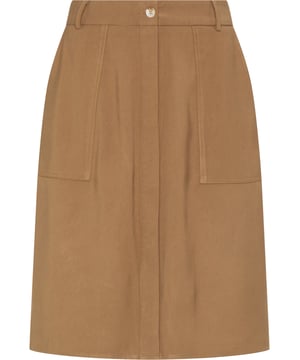 Deze rok van DreiMaster Vintage heeft een casual design. Het vloeiende materiaal van viscose en de licht uitlopende vorm boeien in een levendig silhouet. Opgestikte achter- en voorzakken en een tailleband met riemlussen benadrukken de sportieve look. De doorlopende knoopsluiting aan de voorkant rondt het geheel af. De elastische inzet in de tailleband en de knoopsluiting maken het aantrekken gemakkelijk. Een vrouwelijke outfit wordt met gemak gecreëerd!  Rock