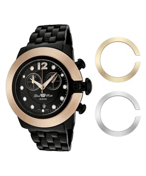 Glam Rock GR32183 - Herrenuhr Quarz aus Edelstahl• Material: Edelstahl• Glas: Saphir• Armband: Edelstahl• Farbe: Schwarz Gold• Wasserbeständigkeit: 100 m (10 ATM)• Gehäusegröße: 44 mm