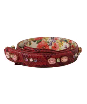 Gorgeous brand new with tags 100% Authentic Dolce & Gabbana reversible shoulder bag strap
  Made of leather in a pretty red hue
  Features two gold-tone lobster clasps for easy attachment
  Designed for women
  Adorned with gold metal detailing
  Made of 100% Python Leather
  Dolce & Gabbana logo
  Made in Italy
  Measurements: 100cm x 3cm
Material: 100% Python Leather
