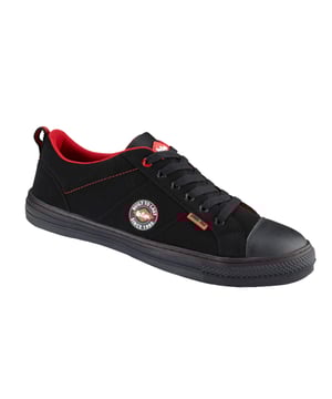 Upper: Nubuck, PU (Polyurethane). Insole: Anti-Bacterial, Moulded. Outsole: Anti-Slip, Oil Resistant, Rubber. 6 Eyelets. Toe Protection (Joules): 200. Fabric Technology: Breathable. Padded Ankle, Textured Toe Bumper, Withstands 15KN Of Compression Force. Flat. Cut: Low Cut. Design: Contrast Detail, Logo. Conforms to Safety Standard: EN-ISO 20345-SB SRA. Toe Style: Steel Toe Cap. Fastening: Lace Up.
