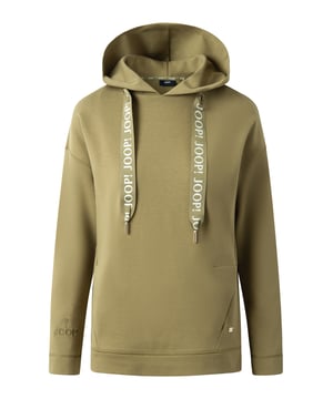 Damen Hoodie von der Marke JOOP! Lockerer Schnitt für optimalen Komfort. Kapuze mit breitem Kordelband mit Logoprint. Jersey-Qualität aus Baumwoll-Mix (BCI).