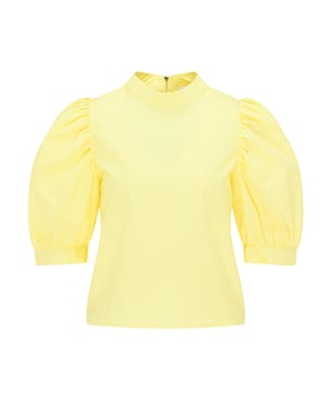 geen voering/geen voering, geen vulling  De pofmouwentrend uit de jaren 80 viert zijn stijlvolle comeback met deze blouse van myMo. De katoenen stof is aangenaam zacht tegen de huid. De pofmouwen met ingelegde plooien aan de mouwzoom harmoniëren met de knallende plooien aan de bovenkant en creëren een bobbelig silhouet. Een zilveren ritssluiting met een ronde rits maakt het gemakkelijk om aan te trekken en voegt een accent toe onderweg. In combinatie met jeans en laarzen creëer je een trendy look!  top