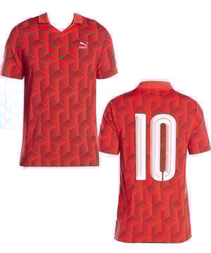 Puma Football Jersey Mens Camiseta de polo de estampado rojo de manga corta 570411 06 A8C