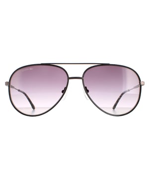 Lacoste Aviator Mens Matte Dark Grey Grey Gradient L247S  L247S are a sleek aviator style crafted from lightweight metal. The silicone nose pads and plastic temple tips ensure all day comfort. Lacoste's emblem features on the slender temples for brand authenticity.