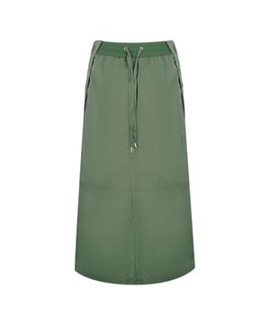 Parajumpers groene rok, parajumpers groene broek, 65% polyester, 35% katoen, merklogo op de linker tailleband, knoopsluiting, groene rok