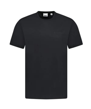 Verbeter je stijl met het Burberry Black T-shirt. Dit iconische zwarte overhemd van Burberry is niet alleen modieus, maar biedt ook een comfortabele pasvorm en premium kwaliteit. Perfect voor elke gelegenheid, dit shirt zorgt ervoor dat je opvalt en je zelfverzekerd voelt., Zwart Burberry T-shirt, 100% katoen, Zwart T-shirt, Monotoon logo op de linkerborst, Burberry-logo op de linkerborst, Pasvorm op maat, Geborduurd merklogo,