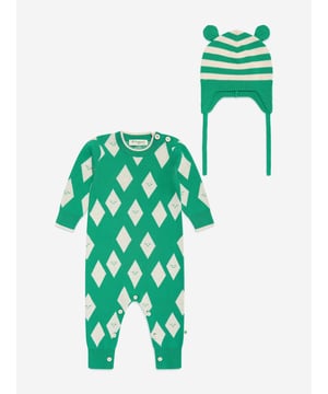 Explore the Baby Aster and Damson Playsuit Gift Set in Green by the bonnie mob, a sophisticated addition to the AW2024 collection for your little one‚ôs wardrobe. This elegantly crafted set ensures your child is both stylish and comfortable. Here are the top features:‚ Luxurious Design: Perfectly tailored for babies and young children, offering a sleek and chic look.  ‚ Exquisite Comfort: Fabricated with premium materials, ensuring a soft touch and ease of movement.  ‚ Versatile Hue: The rich green shade complements all seasons, enhancing your child‚ôs ensemble.Dress your child in unparalleled sophistication. Shop now!