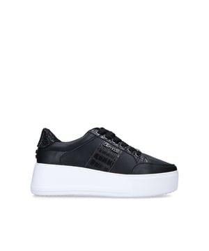 The Jive Lace Up is a flatform trainer in black, with croc embossed panels. The back of the heel is embellished with black crystals and features a gunmetal Icon C stud. Sole height: 40mm. This product features 'All Day Long' technology.