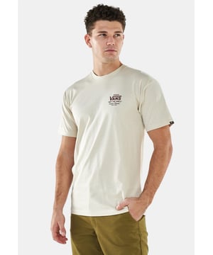 The Vans Holder Classic T-Shirt has a crew neck, short sleeves and Off the Wall graphics on the left chest and back.