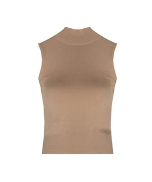 El diseño ajustado resalta la figura, añadiendo elegancia y confianza, perfecto para cualquier ocasión, desde encuentros casuales hasta salidas más formales.

Con cuello alto que añade clase y calidez, y al mismo tiempo constituye un acento de moda, combinando perfectamente con diferentes estilos.

Sin mangas, lo que hace que este producto sea la elección ideal para los días más cálidos, proporcionando comodidad y libertad de movimiento.

El bajo terminado en elástico, que asegura un ajuste perfecto y un look elegante, al mismo tiempo enfatiza la figura.

El tejido fino y elástico hace que el producto sea extremadamente cómodo y agradable de llevar, adaptándose perfectamente a la forma del cuerpo.

En la parte inferior izquierda, el nombre de la marca destaca sutilmente la calidad y el prestigio del producto, añadiéndole un carácter único.

Fabricado con tejido de alta calidad LENZING™ ECOVERO™ - un material respetuoso con el medio ambiente, lo que hace que el producto no solo sea estiloso, sino también ecológico, apoyando el desarrollo sostenible.
