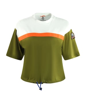 Verhoog je tee-game met het Green T-shirt van Parajumpers. Met een bijgesneden pasvorm en korte mouwen, biedt deze T -shirt een ontspannen, maar stijlvolle uitstraling. Perfect voor dagelijkse kleding, zijn veelzijdigheid en comfort maken het een must-have-toevoeging aan elke garderobe. Groen T-shirt, Colourblock Design Ribbed Crew Neck, 100% katoenen patch-logo op linker mouw, gemaakt in Italie-stijlcode: PI32 Anorak P84