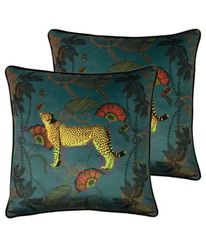 Inject a jungle atmosphere into your interior with this printed Cheetah cushion. Surrounded by foliage and tropical botanics - thus design will certainly make a statement.