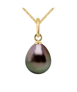 Gelede hanger - Wire Yellow Gold 750 duizendste - Pearl Tahitiaanse pear 8-9 mm * Deze hanger wordt geleverd in een kistje met vergulde ketting aangeboden - Wordt geleverd in een koffer met een certificaat van echtheid en een internationale garantie - Al onze sieraden zijn In Frankrijk.