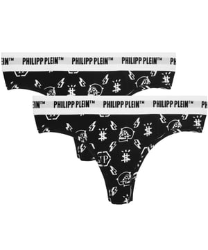 Philipp Plein Símbolos Logo Tanga Negro Pack de Dos. Tanga Negro Philipp Plein. Ajuste Elástico 95% Algodón, 5% Elastano. Pack de Dos. Marca Plein en la Cintura. Estilo - DUPP11 99