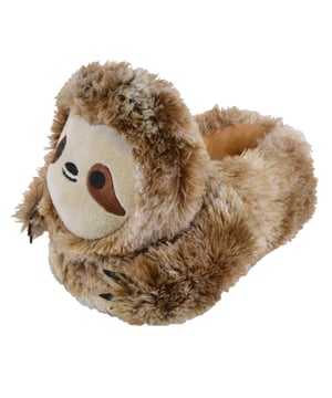 Pantuflas de perezoso para niños - Suela de lunares - Marrón - 4 tallas disponibles - Bonitas y suaves - Cálidas y acogedoras - Diseños en 3D - Microsuede - Antideslizantes - Divertido regalo de Navidad - Acolchadas - Lavables a máquina