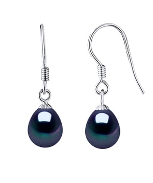 Earrings Hooks True Cultured Pearls Freshwater 7-8mm Pears - Quality AAAA + - COLORI BLACK TAHITI - Oxides and Zirconium -System Hooks-allergenic - Jewelry 925 Thousandth - 2-year warranty against any manufacturing defect - Supplied in their presentation case with a certificate of Authenticity and an International Warranty - All our jewels are made in France.