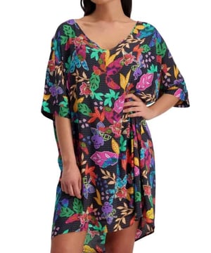 Moontide Swimwear Eden Kaftan. This product is recommended as cold wash only. Please note that the product may appear lighter/darker than the image, due to lighting during the photoshoot.