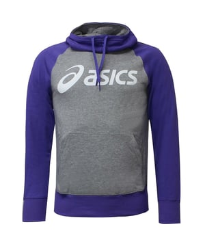 Asics Logo Graphic Long Sleeve Pullover Grey Purple Womens Hoodie 113976 0274