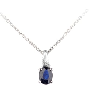 9K (375) White Gold: 0.81gr; # Diamond: 0.01ct; # Sapphire: 0.49ct