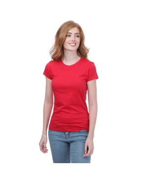 Womens Armani Slim Fit Cotton T-Shirt in red.- Round neck.- Short sleeves.- Slim fit.- 100% Cotton.- Ref: 8NYT82YJ161469