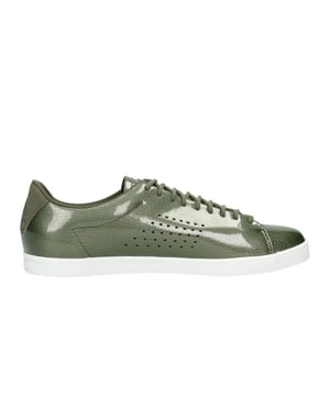 Le Coq Sportif Charline Coated Lace-Up Green Leather Womens Trainers 1810072