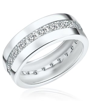 Memoire rings are a symbol for particularly valuable memories and the great love - a piece of jewelry that also deserves a special design! This magnificent Eternity-Ring from Rafaela Donata is guaranteed to make the eyes of her loved ones light up, because the high-gloss polished ring rail made of 925 sterling silver is already completely designed with glittering zirconia stones. From the first day, the ring offers glamorous sparkle without the beginning and without end: No wonder that this special memoire ring in the finest jewelry quality is also often worn as an engagement and wedding ring!