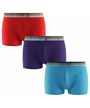 Beverly Hills Polo Club 3-Pack Stretch Waist Red Purple Blue Trunks M005 HT 018SW