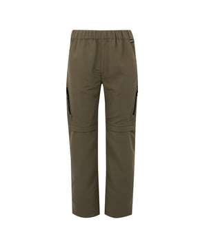 100% Polyester. Fabric: Woven. Design: Plain, Reflective Detail. 105gsm. Fabric Technology: Crease Resistant, Lightweight, Quick Dry. Zip-off Legs. Pockets: 2 Side Pockets, 2 Cargo Pockets, Zip, 1 Back Pocket. Waistline: Adjustable, Elasticated, Interior Stay Button. Sustainability: Made from Recycled Materials. Sun Rating: UPF 50+.