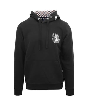 Aquascutum Branded Hood Black Hoodie. This Brand Logo Black Hoodie from Aquascutum is the perfect blend of fashionable and functional. It's made of a lightweight, breathable fabric and has a stylish logo detail that elevates any casual look. Stay warm and stylish today with Aquascutum!. Elasticated Sleeve Ends and Waist, Drawstring Hood. 100% Cotton Hooded Jumper, Large Kangaroo Pocket. Regular Fit, Fits True To Size. Style Code: FC1023 99