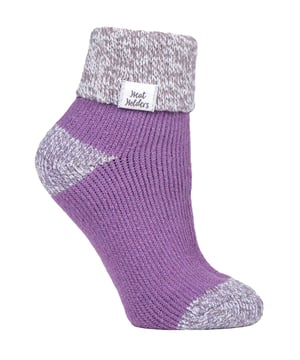 The same cosiness and warmth as the original Heat Holders thermal sock, but in a shorter ankle length. These sleep socks would make a brilliant gift whether it's for a Birthday or any other occasion. There are 3 individual styled tops to choose from, including; ribbed turn over cuff, feather turn over cuff and a feather edging. The feather turn-over cuff and feather top help by adding to the comfort and warmth of the socks. The ribbed turn over cuff adds style to the sock while providing a more rugged look than the feathers. Our advanced designed thermal yarn provides high-performance insulation against cold, with superior moisture breathing abilities and softness. Our Innovative knitting technology produces our unique, short looped cushion pile to hold in more warm air, increasing the warmth. Our expert brushing process maximises the amount of warm air held inside each sock for unbelievable total warmth and all-day comfort. These socks are a 1 pair pack and are available in 6 colours and styles. They are available in sizes 4-8 UK / 37-42 EU / 5-9 US and are made from mixes of acrylic. polyester, nylon and elastane. They are Machine Washable.