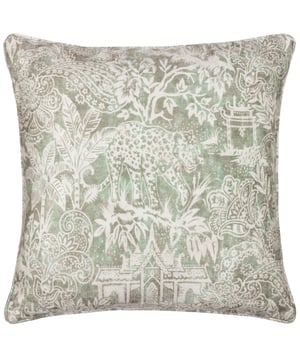 In bold, deeper tones, Wylder Tropics encapsulates the beauty and richness of exotic, distant landscapes. The Bengal reversible cushion, in magnificent detail, displays the powerful Bengal Tiger surrounded by a jungle scene. Printed on luxurious chenille fabric and available in a range of modern, tonal colours, this design will certainly be a conversational piece with all who see it.