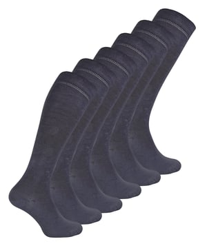 Je voeten verdienen het beste! Dus trakteer ze op deze geweldige lange sokken gemaakt van natuurlijke bamboematerialen! Deze zachte en soepele hoge sokken zijn ook super huidvriendelijk en gezond en verkrijgbaar in 6 paar per verpakking, veel waar voor je geld! Bamboe sokken zijn ademend en tot vier keer meer absorberend dan katoenen sokken. De zijdezachte stof van bamboemix heeft antibacteriële eigenschappen die geurtjes en schimmelvorming kunnen weerstaan. Bamboematerialen helpen de voeten de hele dag aangenaam fris te houden, en dankzij de holle structuur van de vezels is bamboe een super absorberend materiaal. Dit betekent dat bamboe effectief vocht en zweet van de huid afvoert. Deze sokken hebben ook een natuurlijke thermo regulatie voor warme benen en voeten, wat helpt om de normale lichaamstemperatuur te behouden en te reguleren. Ze hebben ook gladde, met de hand verbonden teennaden voor extra comfort. Ze hebben ook elastische comfortmanchetten zodat je benen comfortabel aanvoelen tijdens het dragen. Bamboesokken zijn van nature hypoallergeen en antibacterieel en ook verkrijgbaar als set van 6 paar, dus ze zijn niet alleen zacht, maar bieden ook veel waar voor hun geld! Deze bamboesokken zijn verkrijgbaar in drie kleuren, waaronder zwart, grijs en marineblauw . Ze zijn gemaakt van: 80% bamboe, 19% polyamide, 1% elastaan ​​en verkrijgbaar in maat 37-42 EU. Ze zijn machinewasbaar.