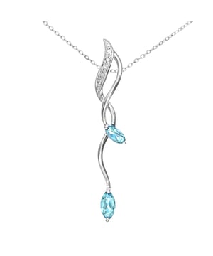 9K (375) White Gold: 1.7gr; # Diamond: 0.02ct; # Blue Topaz: 0.51ct