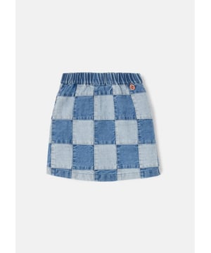 Our Light And Medium Denim Patchwork Design Adds A Playful Look To The Classic Denim Mini Creating A Unique Addition To Their Wardrobe. Wear With Anything From Vests To Tees. A Summer Style Essential. About Me: 100% Cotton. Look After Me: Think Planet. Wash At 30C. Angel & Rocket Cares: I Am Made From Sustainable Cotton.