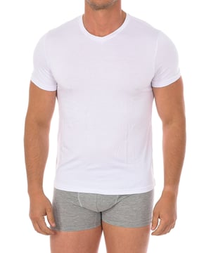 Q-EN inner kortekorte mouwen t-shirt.  
V-hals met ribgebreide afwerking.  
Fitted stijl van premium kwaliteit.  
Ademend en zachte stof.  
Samenstelling: 95% bamboe, 5% elastaan  
Zorg:  
Wassen op maximale temperatuur van 30º.  
- Niet bleken.  
- Niet in de droger.  
- Niet strijken.  
- Niet chemisch reinigen.