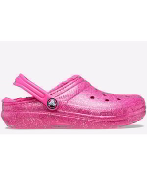 A cosy lining inside and a whole lot of sparkling glitter outside make this clog a year-round hit for kids who love stepping into the spotlight. Fuzz lining adds a layer of comfort and snuggle kids will love to wear as an indoor slipper or outdoors.
- Pivoting heel straps that let them choose between clog and slide styles
- Croslite foam construction for comfort and cushion
- Dual Crocs Comfort: Blissfully supportive. Soft. Cradling comfort.